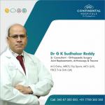 Dr G K Sudhakar Reddy, FRCS Tr & Orth (U.K), MCh, Dip Sports, M.S Ortho Joint replacement, Arthroscopy & Trauma Surgeon